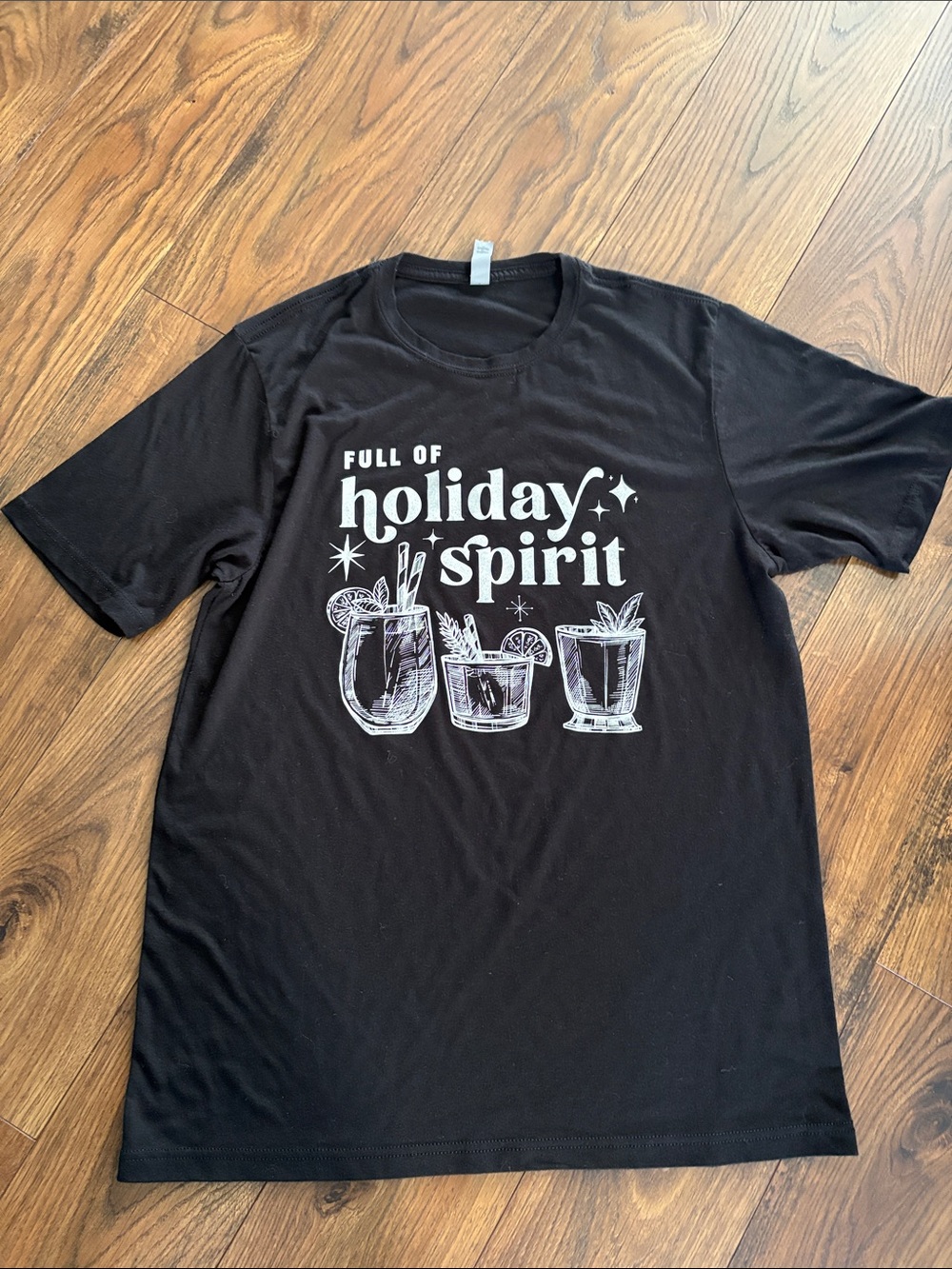 Next Level Apparel Black 'Holiday Spirit' Graphic Tee